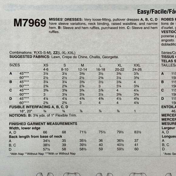 McCalls M7969 Boho Farmhouse Dress Sewing Pattern Sizes XSM-SML-MED New Uncut! - Picture 3 of 5